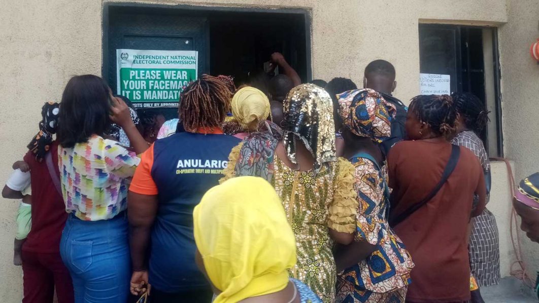 Residents queue for PVC registration and collection in Lagos PHOTO:GREGG EBUKA ONYEJOSE
