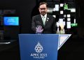 Thai prime minister Prayut Chan-O-Cha officially opens the “BCG Economy for APEC Exhibition” at the Queen Sirikit National Convention Center, in Bangkok on November 14, 2022. (Photo by Lillian SUWANRUMPHA / AFP)