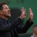 Atletico Madrid’s Argentinian coach Diego Simeone gestures during the UEFA Champions League quarter-final football match between Leipzig and Atletico Madrid at the Jose Alvalade stadium in Lisbon on August 13, 2020. (Photo by LLUIS GENE / POOL / AFP)