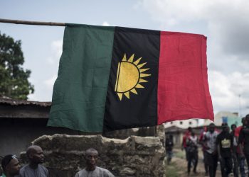 (FILES) Supporters of the Indigenous People of Biafra (IPOB) (Photo by STEFAN HEUNIS / AFP)