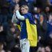 Chelsea’s new signing, Chelsea’s Ukrainian midfielder Mykhailo Mudryk is introduced to the crowd at half-time in the English Premier League football match between Chelsea and Crystal Palace at Stamford Bridge in London on January 15, 2023. (Photo by Ben Stansall / AFP)