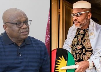 L-R: A file photo of Orji Kalu and Nnamdi Kanu
