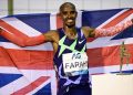 (FILES) In this file photo taken on September 4, 2020 Britain’s Mo Farah celebrates after victory and a world record in the men’s one hour event at The Diamond League AG Memorial Van Damme athletics meeting at The King Baudouin Stadium in Brussels. – British star Mo Farah, a four-time Olympic champion, makes his return to the track on June 5 at the 10,000m European Cup in Birmingham as he seeks to qualify for the Tokyo Olympics Games. (Photo by MARTIN BUREAU / AFP)