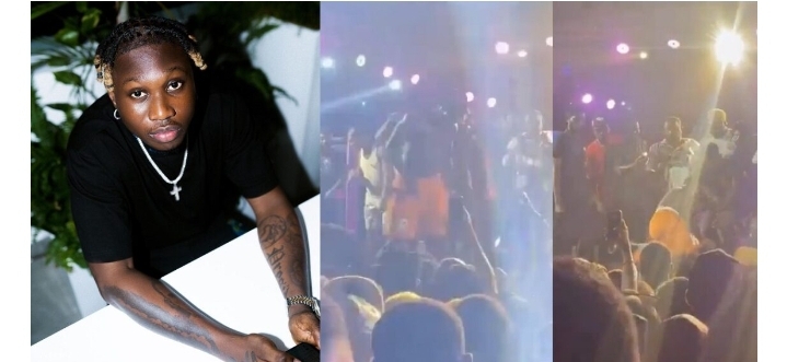 Video captures moment Nigerian rapper, Zlatan fought off a fan for trying to steal from him at a concert (WATCH)
