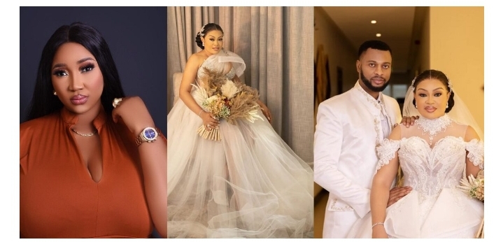 “Post your wedding photos too” – Netizens drag actress, Judy Austin over message to newlywed colleague, Nkiru Sylvanus (Video)