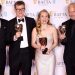 Graham Broadbent, Pete Czernin, and Martin Mcdonagh pose with their awards for Outstanding British Film for “The Banshees Of Inisherin” alongside Kerry Condon posing with her Best Supporting Actress award during the 2023 British Academy of Film and Television Arts (BAFTA) Film Awards at the Royal Festival Hall in London, Britain, February 19, 2023. REUTERS/Henry Nicholls