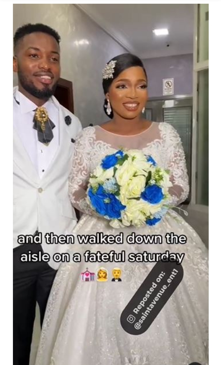 Nigerian lady marries man who was her reading partner in school, their glow-up wow netizens (Video)