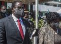 Malawi’s President elect Lazarus Chakwera (L) and First Lady Monica Chakwera (R), leaves his inauguration at the Kamuzu Baracks, the Malawi Defence Force Headquarters, in Lilongwe on July 6, 2020. (Photo by AMOS GUMULIRA / AFP)