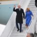 US President Joe Biden and First Lady Jill Biden step off Air Force One upon arrival at Ottawa International Airport in Ottawa, Canada on March 23, 2023. (Photo by Mandel NGAN / AFP)