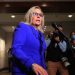 WASHINGTON, DC – MAY 12: Rep. Liz Cheney (R-WY) talks to reporters after House Republicans voted to remove her as conference chair in the U.S. Capitol Visitors Center on May 12, 2021 in Washington, DC. GOP members removed Cheney from her leadership position after she become a target for former President Donald Trump and his followers in the House as she has continually expressed the need for the Republican Party to separate themselves from Trump over his role in the January 6 attack on the Capitol. Chip Somodevilla/Getty Images/AFP (Photo by CHIP SOMODEVILLA / GETTY IMAGES NORTH AMERICA / Getty Images via AFP)