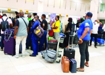 Passengers at Lagos airport (MM2) yesterday. PHOTO: AYODELE ADENIRAN