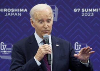 US President Joe Biden speaks during a press conference following the G7 Leaders’ Summit in Hiroshima on May 21, 2023. (Photo by Kiyoshi Ota / POOL / AFP)