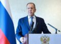 Russian Foreign Minister Sergei Lavrov meets with the media in Nairobi on May 29, 2023. (Photo by Handout / RUSSIAN FOREIGN MINISTRY / AFP)