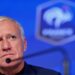 France’s head coach Didier Deschamps gives a press conference to announce the French squad for the upcoming UEFA Euro 2024 football tournament qualifying matches in Paris, on May 31, 2023. (Photo by FRANCK FIFE / AFP)