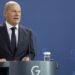 German Chancellor Olaf Scholz gives a statement to comment on a planned gas levy, on August 18, 2022 at the Chancellery in Berlin. – Russia’s war in Ukraine has caused turmoil in European energy markets, especially in Germany, which is heavily dependent on Russian gas. (Photo by Odd ANDERSEN / AFP)