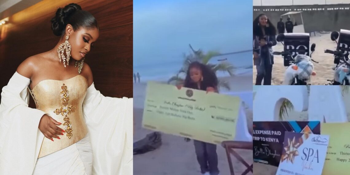 bellla ft 1140x570 1 Fans gift BBNaija star Bella N13m, delivery bikes, and other items on her 26th birthday (video).