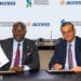 Group Managing Director, Access Bank Plc, Roosevelt Ogbonna (left); Regional Chief Executive Officer, Africa and Middle East, Standard Chartered, Sunil Kaushal, signing agreements for the sale of Standard Chartered’s shareholding in its subsidiaries in Angola, Cameroon, The Gambia, and Sierra Leone, and its Consumer, Private & Business Banking business in Tanzania,recently.