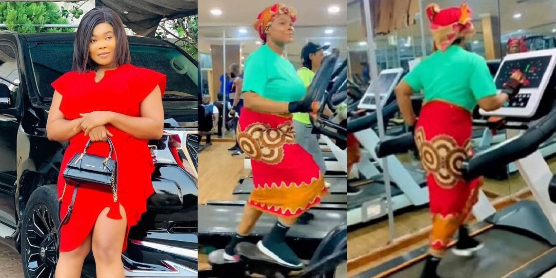 rub 1140x570 1 Actress Ruby Ojiakor causes a stir as she hits the gym in traditional attire (Video)