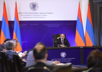 Armenian Prime Minister Nikol Pashinyan holds a press conference in Yerevan on May 22, 2023. (Photo by KAREN MINASYAN / AFP)