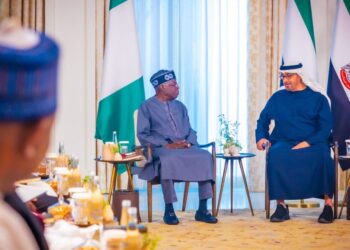President Bola Ahmed Tinubu and President of the United Arab Emirates, Mohamed bin Zayed Al Nahyan PHOTO: Twitter/@NGRPresident