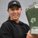 USA’s Jessica Pegula poses with her trophy following her victory against China’s Yuan Yue in their women’s final match at the Korea Open tennis championships in Seoul on October 15, 2023. (Photo by Anthony WALLACE / AFP)