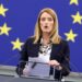 European Parliament President Roberta Metsola speaks before a speech of Armenia’s Prime Minister in a formal sitting during a plenary session at the European Parliament in Strasbourg, eastern France, on October 17, 2023. (Photo by FREDERICK FLORIN / AFP)
