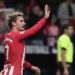 Atletico Madrid's French forward #07 Antoine Griezmann celebrates after scoring his team's first goal during the Spanish league football match between Club Atletico de Madrid and RCD Mallorca, at the Metropolitano stadium in Madrid on November 25, 2023. (Photo by Thomas COEX / AFP)