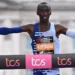 (FILES) Kenya’s Kelvin Kiptum runs to the line to win the Men’s race at the finish of the 2023 London Marathon in central London on April 23, 2023. – World marathon record holder Kelvin Kiptum and his coach Gervais Hakizimana have died in a car crash in western Kenya that left a third passenger also injured, police said on February 11, 2024. (Photo by JUSTIN TALLIS / AFP) / “RESTRICTED TO EDITORIAL USE – SPONSORSHIP OF CONTENT SUBJECT TO LMEL AGREEMENT”. – “Restricted to editorial use – sponsorship of content subject to LMEL agreement”.